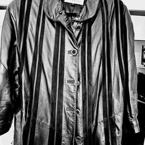 Vintage Designer Bob & Christensen Couture leather coat. Gently used. Size 2/L